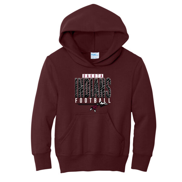 Indians Football 2026 Logo 2 - Youth Core Fleece Pullover Hooded Sweatshirt Thumbnail